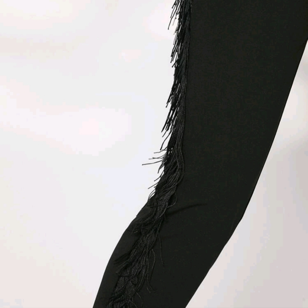 NEW BLACK FRINGE TRIM PANTS - Picture 8 of 8